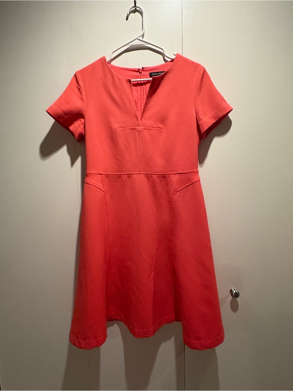 Banana Republic Coral Fit-and-Flare Short Sleeve Dress